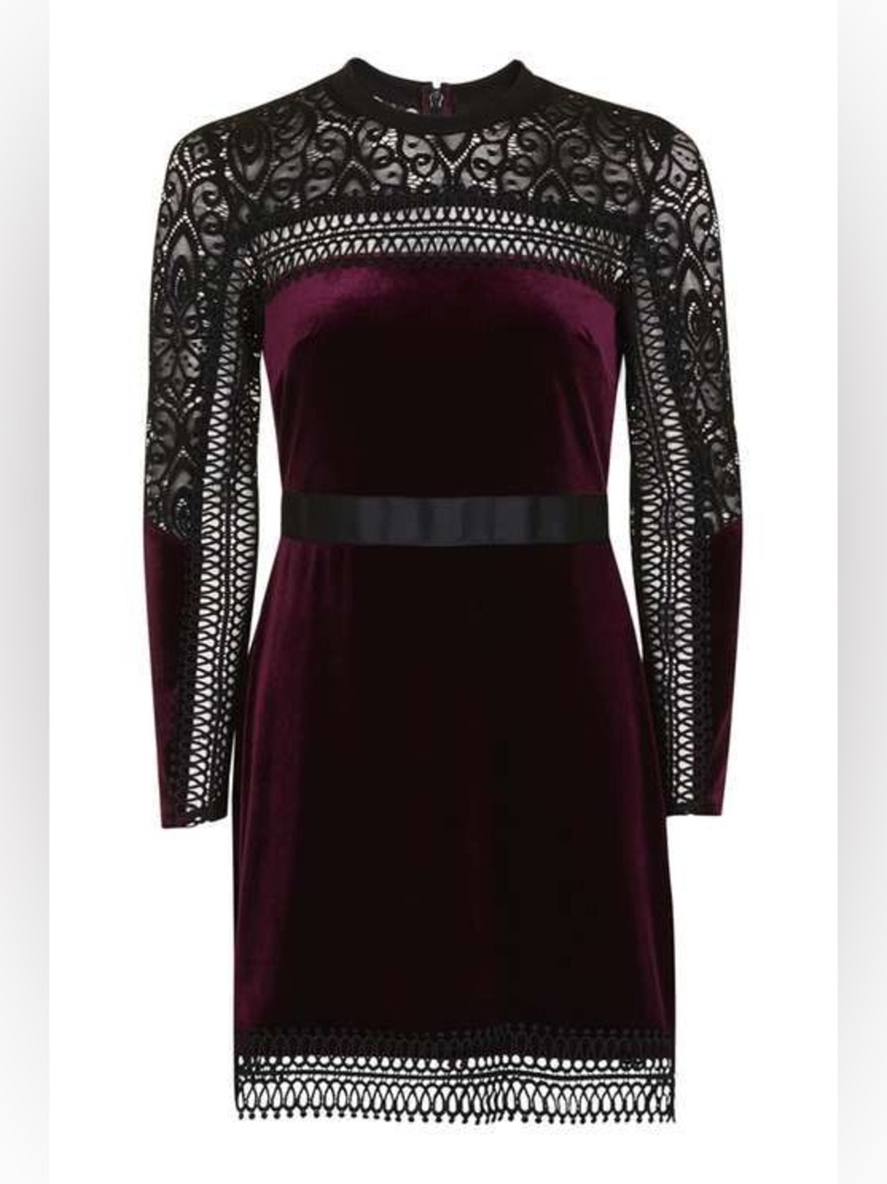 Topshop Lace & Velvet Mini Dress size US 4 NWT